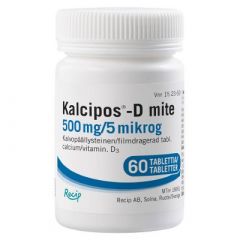 KALCIPOS-D MITE 500 mg/5 mikrog tabl, kalvopääll 60 kpl
