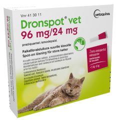 DRONSPOT VET 96 mg / 24 mg paikallisvaleluliuos (suurille kissoille)2x1,12 ml